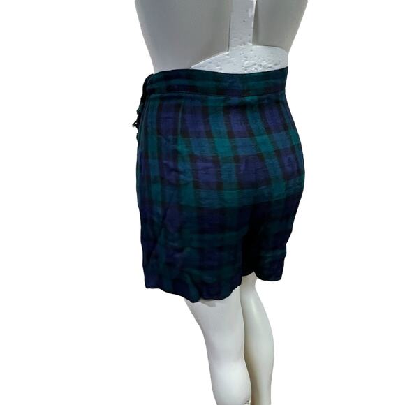 Vintage 1980s Stefano International Blue & Green Plaid Wrap Skort - Size 10 - Picture 3 of 16